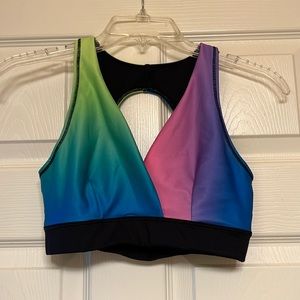 Zumba multicolored open back non-padded sports bra
